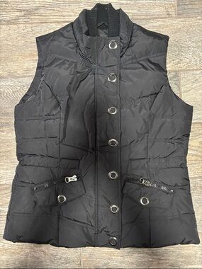 Style & Co. Black Quilted Snap-Front Puffer Vest